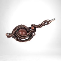 Handmade Copper Wire Wrapped Pendant with Red Goldstone | Artisan Jewelry | Boho Pendant | Gift for Her