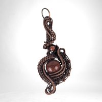 Handmade Copper Wire Wrapped Pendant with Red Goldstone | Artisan Jewelry | Boho Pendant | Gift for Her