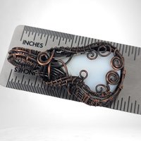 Handmade Copper Wire Wrapped White Calcedony Pendant | Guitar Shaped Pendant | Artisan Jewelry | Gift for Music Lover