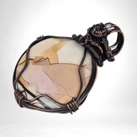 Copper Wire Wrapped Pendant | Mookaite Jasper | 2" | No Chain | Unique Gift | Handmade Jewelry