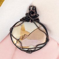 Copper Wire Wrapped Pendant | Mookaite Jasper | 2" | No Chain | Unique Gift | Handmade Jewelry
