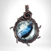 Raven Pendant | Handcrafted Copper Wire Wrapped | Mystical Jewelry | Symbolism Gift