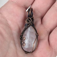 Rose Quartz Pendant | Copper Wire Wrapped | Healing Crystal Jewelry | Gift for Self-Love