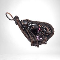 Purple Crystal Pendant | Wire Wrapped Copper Jewelry | Bold & Glamorous Fashion Accessory