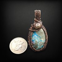 Copper Wire Wrapped Natural Stone Necklace | Handmade Artisan Jewelry | Unique Bohemian Style Pendant | Gift for Her