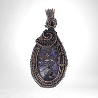 Copper Wire Wrapped Charoite Pendant | Oxidized Copper | Artisan Jewelry | Statement Necklace