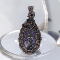 Copper Wire Wrapped Charoite Pendant | Oxidized Copper | Artisan Jewelry | Statement Necklace