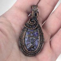 Copper Wire Wrapped Charoite Pendant | Oxidized Copper | Artisan Jewelry | Statement Necklace