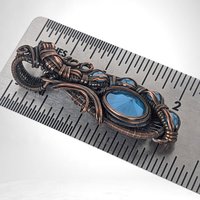 Copper Wire Wrapped Blue Rivoli Pendant | Handmade Crystal Jewelry | 2" Height | Unique Gift | No Chain