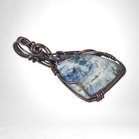 Copper Wire Wrapped Scheelite Pendant | Unique Artisan Jewelry | Handmade Natural Stone Necklace | Bohemian Style Gift for Her