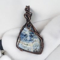 Copper Wire Wrapped Scheelite Pendant | Unique Artisan Jewelry | Handmade Natural Stone Necklace | Bohemian Style Gift for Her