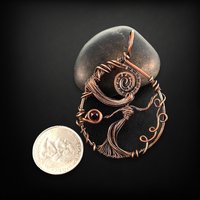 Handmade Copper Wire Pendant, Feminine Silhouette, Purple Crystal Accent, Antiqued Finish, Unique Gift for Her