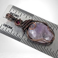 Handmade Copper Wire Wrapped Amethyst Pendant, Amethyst and Garnet Jewelry, Artisan Pendant, Statement Necklace, Gift for Her