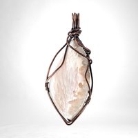 Copper Wire Wrapped Scolecite Pendant | Unique Artisan Jewelry | Handmade Natural Stone Necklace | Bohemian Style Gift for Her