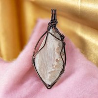 Copper Wire Wrapped Scolecite Pendant | Unique Artisan Jewelry | Handmade Natural Stone Necklace | Bohemian Style Gift for Her