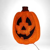 Vintage Melted Plastic Popcorn Light Up Jack O'Lantern | 9 1/2" Tall | Halloween Decor | Working Light