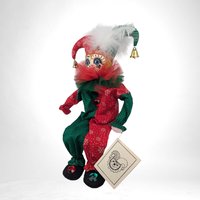 Vintage 1990 Judy Hunter Merry Joy Musical Jester Shelf Sitter | 8" Sitting | Plays "Send in the Clowns"