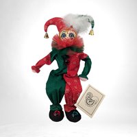 Vintage 1990 Judy Hunter Merry Joy Musical Jester Shelf Sitter | 8" Sitting | Plays "Send in the Clowns"