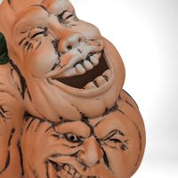Vintage Ceramic Jack O' Lantern Pile Candle Holder | 5 1/2" Tall | Halloween Decor | Fall Centerpiece