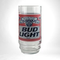 Vintage Bud Light Beer Glasses, Set of 4,  Classic Red Label,  Barware,  Man Cave Decor,  Collectible Glasses