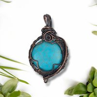 Handcrafted Copper Wire Wrapped Howlite Pendant | Unique Boho Jewelry