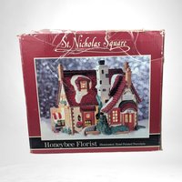 Vintage 1997 St. Nicholas Square Honeybee Florist Village House with Light - Christmas Decor