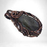 Handmade Copper Wire Wrapped Labradorite Pendant | Unique Gift for Her | Oxidized Copper | Gemstone Pendant | Artisan Jewelry