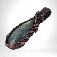 Handmade Copper Wire Wrapped Labradorite Pendant | Checker Cut Gemstone | Unique Gift for Her | Oxidized Copper