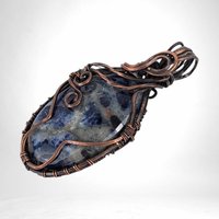 Handmade Copper Wire Wrapped Sodalite Pendant | Unique Gift for Her | Boho Jewelry | Oxidized Copper