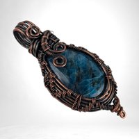 Handmade Copper Wire Wrapped Apatite Pendant | Unique Artisan Jewelry | Gift for Nature Lover