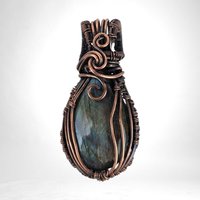 Handmade Copper Wire Wrapped Labradorite Pendant | Mystical Artisan Jewelry | Gift for Spiritual Seeker