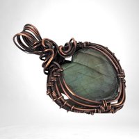 Handmade Copper Wire Wrapped Labradorite Heart Pendant | Unique Artisan Jewelry | Romantic Gift