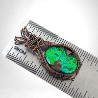 Handmade Copper Wire-Wrapped Imitation Opal Pendant | Unique Artisan Jewelry