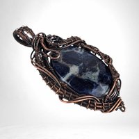 Handmade Copper Wire Wrapped Sodalite Pendant | Unique Artisan Jewelry | Gift for Intuition & Calm