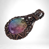 Handmade Copper Wire Wrapped Rainbow Solar Quartz Pendant | Vibrant Artisan Jewelry | Gift for Positivity