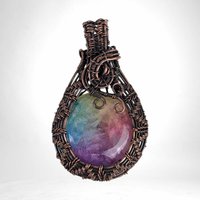 Handmade Copper Wire Wrapped Rainbow Solar Quartz Pendant | Vibrant Artisan Jewelry | Gift for Positivity