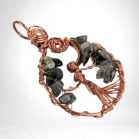Handmade Copper Wire Tree of Life Pendant with Green Hair Quartz | Nature Inspired Jewelry | Gift for Earth Lovers