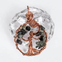 Handmade Copper Wire Tree of Life Pendant with Green Hair Quartz | Nature Inspired Jewelry | Gift for Earth Lovers