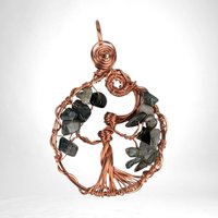 Handmade Copper Wire Tree of Life Pendant with Green Hair Quartz | Nature Inspired Jewelry | Gift for Earth Lovers