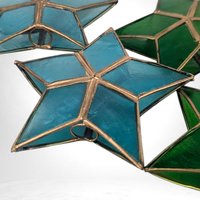 Set of 8 Vintage Star-Shaped Capiz Christmas Light Covers | Retro Holiday Decor | Unique Shell Ornament Covers for String Lights