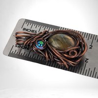 Handmade Copper Wire Wrapped Labradorite Pendant with Crystal Accent, Unique Gemstone Jewelry, Mystical Gift Idea