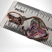 Handmade Copper Wire Wrapped Ruby in Fuchsite Heart Pendant | Unique Gemstone Jewelry | Antiqued Copper | Gift for Love and Harmony