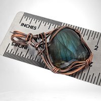 Handmade Copper Wire Wrapped Labradorite Heart Pendant | Unique Gemstone Jewelry | Antiqued Copper | Gift for Love and Transformation