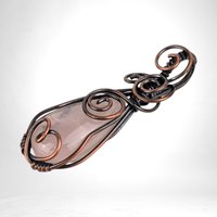 Handmade Copper Wire Wrapped Rose Quartz Pendant | Antiqued & Polished | Unique Gift for Her | Boho Jewelry | Crystal Healing