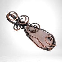 Handmade Copper Wire Wrapped Rose Quartz Pendant | Antiqued & Polished | Unique Gift for Her | Boho Jewelry | Crystal Healing