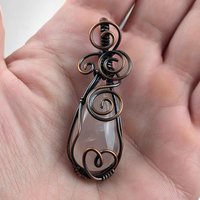 Handmade Copper Wire Wrapped Rose Quartz Pendant | Antiqued & Polished | Unique Gift for Her | Boho Jewelry | Crystal Healing
