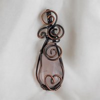 Handmade Copper Wire Wrapped Rose Quartz Pendant | Antiqued & Polished | Unique Gift for Her | Boho Jewelry | Crystal Healing