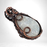 Gift for Her, Moonstone Pendant, Copper Jewelry, Birthday Gift, Christmas Gift, Bohemian Necklace, Wire Wrapped Pendant, Handmade