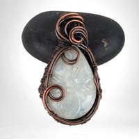 Gift for Her, Moonstone Pendant, Copper Jewelry, Birthday Gift, Christmas Gift, Bohemian Necklace, Wire Wrapped Pendant, Handmade