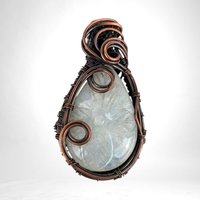 Gift for Her, Moonstone Pendant, Copper Jewelry, Birthday Gift, Christmas Gift, Bohemian Necklace, Wire Wrapped Pendant, Handmade
